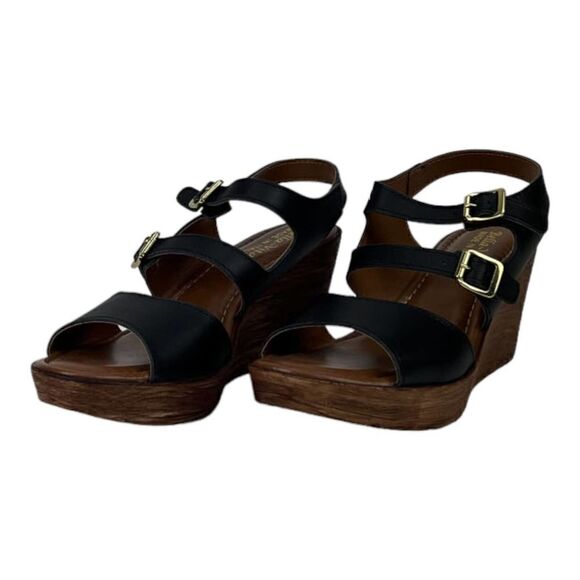 New Bella Vita WomenĀ USā10 Leather Sandals Open Toe BlackāSlingback Shoes - Picture 1 of 8